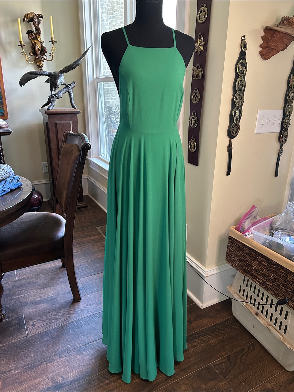 Lulus Sz S Kelly Green Sleeveless Maxi Dress with Spaghetti Straps